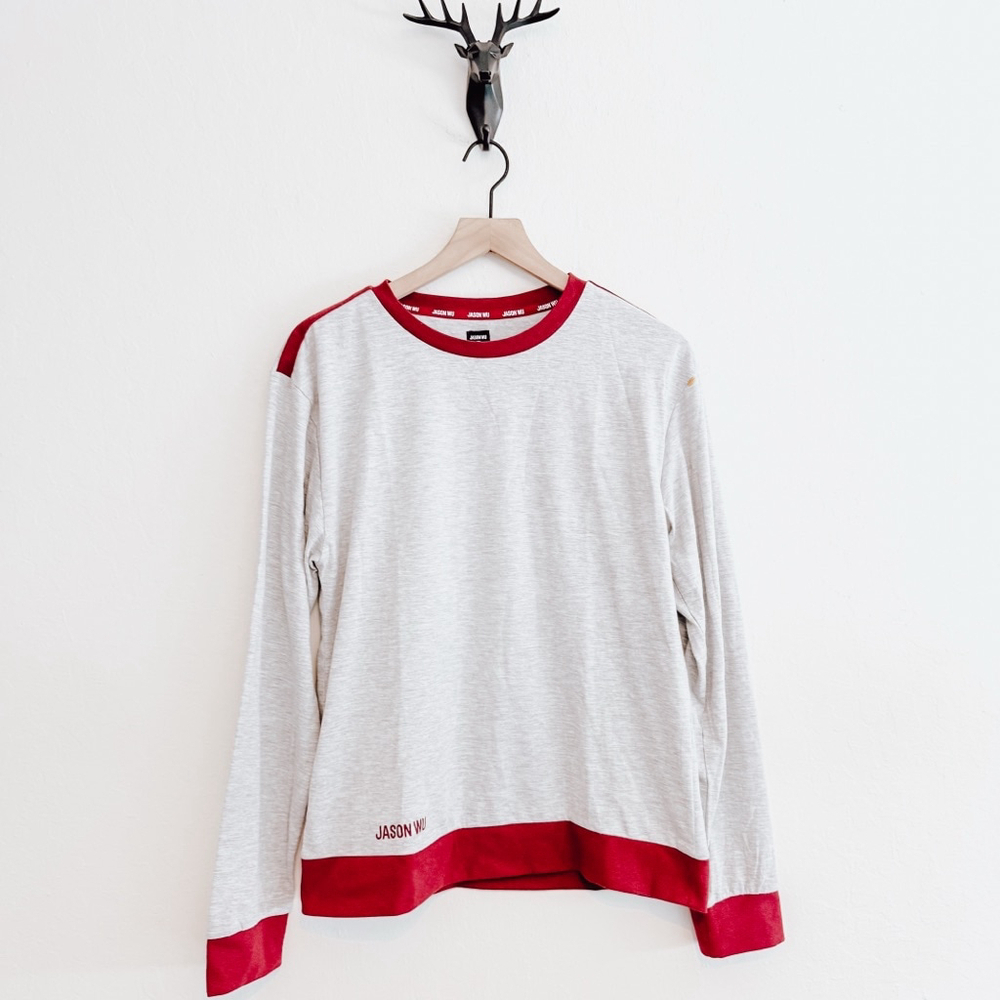 Jason Wu Women's Gray/Red Long Sleeve Shirt Size Medium